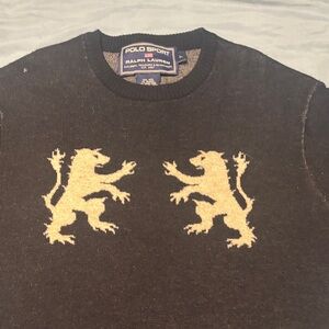 Brown Sweater with Lion Motif